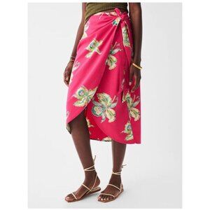 Faherty Size XL Pink Floral Seersucker Wrap Skirt Midi Pacifica Orchid NWT